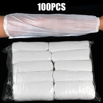 

100pcs Clear Blue Disposable Plastic Arm Sleeves Covers Cleaning Protective Arm Sleeves Covers Offer Simple Effective Protection