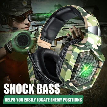 

new gaming headsets with mic usb 3.5mm Wired Big Headphones 7.1 Surround Stereo Sound camouflage Deep Bass Microphone Gamer PC
