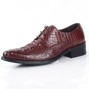 

Handmade Genuine Leather Men Oxford Lace Up Wedding Party Man Brown Dress Shoes Crocodile Pattern Men Formal Shoes