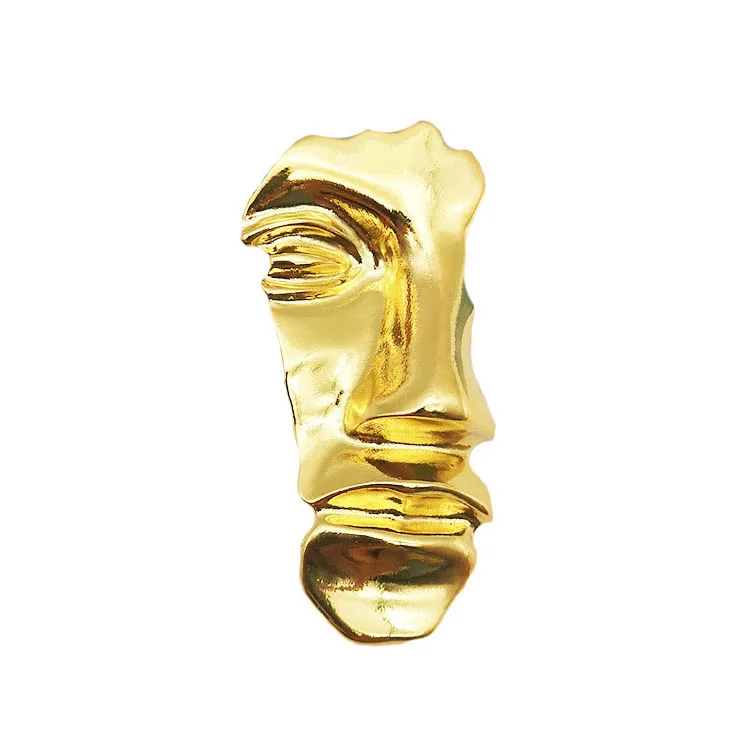 bright gold Корейская мода Золотая голова человека брошь из сплава винтажная половина лица брошь с маской для женщин преувеличенная половина человеческого лица броши - Окраска металла: bright gold