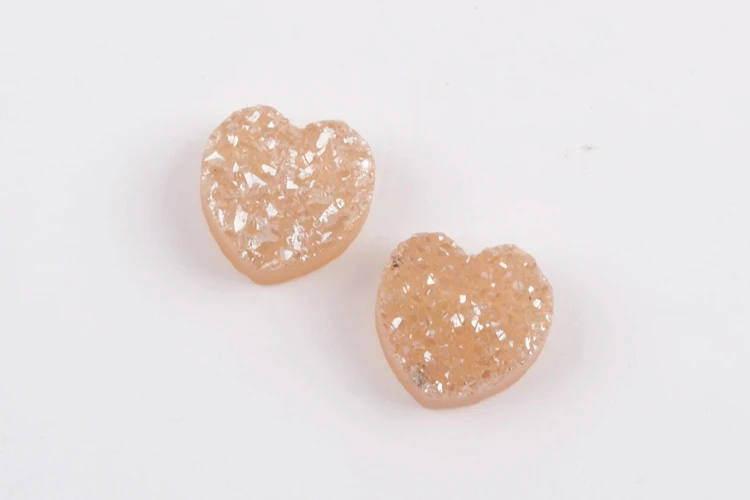 Champagne BOROSA Druzy ювелирные изделия, 10 шт стильное сердце Радужный Титан друзы бисера из натурального Друзового камня бусины для ожерелья браслет ювелирные изделия LS066 - Цвет: Champagne