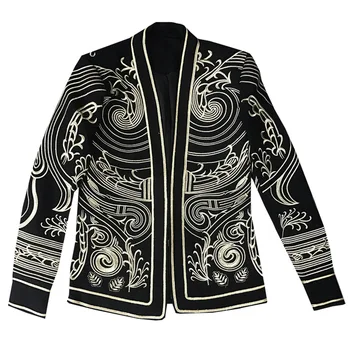 

S-3XL!Night male model handsome clothes hair stylist Korean version of a small suit embroidered jacket slim palace suit tide.