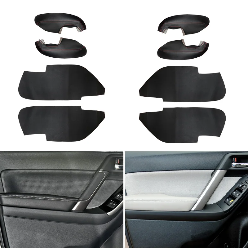 

4pcs Car-styling Interior Door Armrest Panel Leather Cover Proective Trim For Subaru Forester 2013 2014 2015 2016 2017 2018