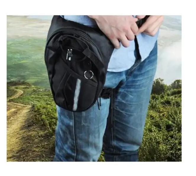 Дополнительный нейлон полиэстер черный падение ноги мотоцикл пояс с карманами