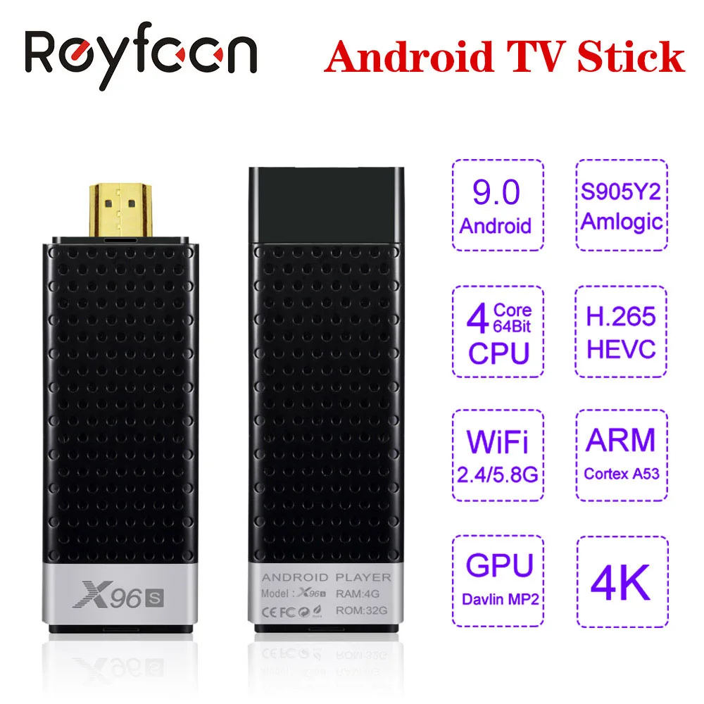  TV Stick Android 9.0 X96S 4GB 32GB Amlogic S905Y2 Quad Core 4K 2.4G&5GHz Dual Wifi Bluetooth 4.2 10