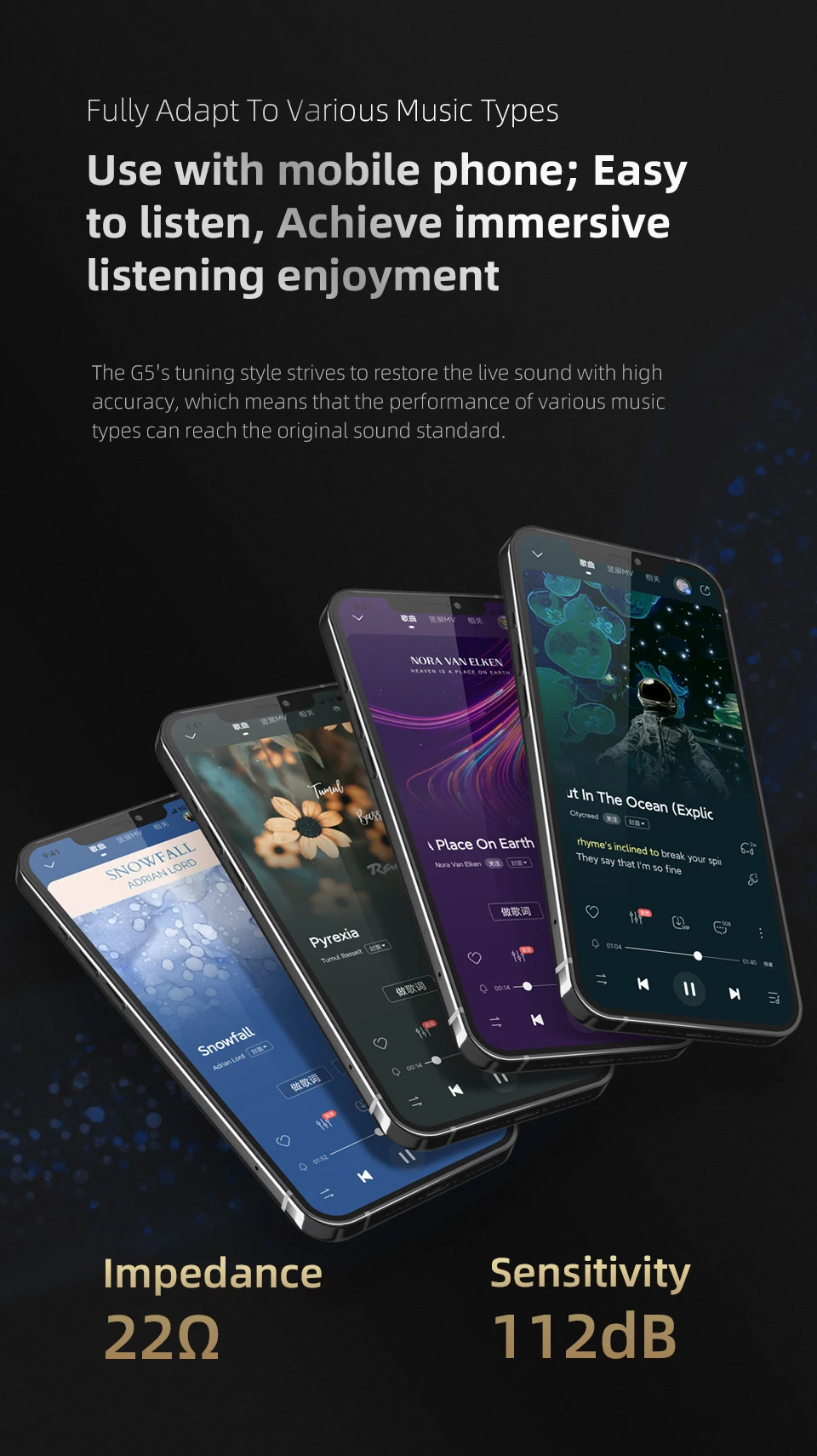 GK G5 Metal Wired Earphone In Ear HiFi Bass Music Earbud Headset With Microphone Noise Cancelling Sport Monitor Headphones