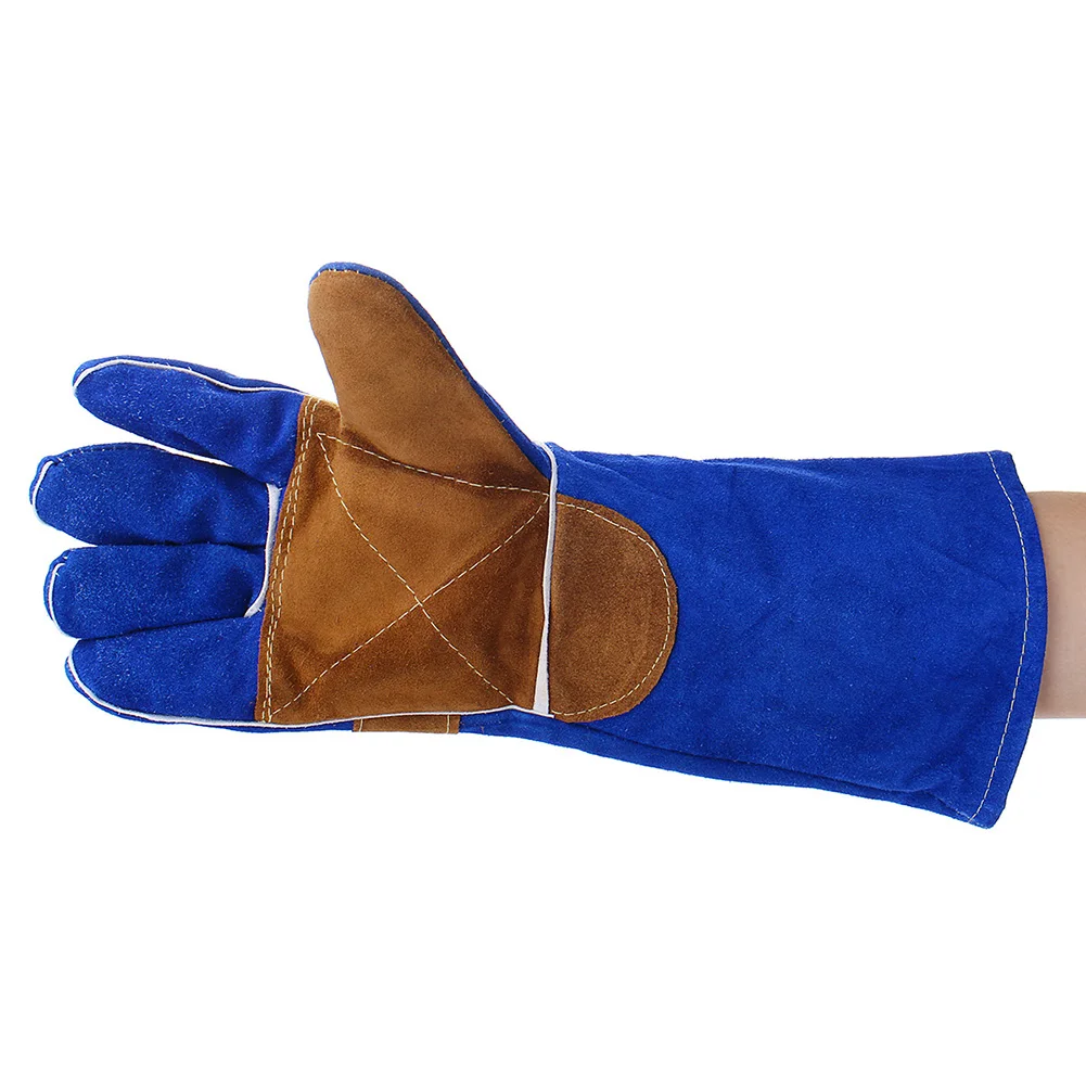 1 Pair Heavy Duty Faux Leather Thicken Heat Resistant Welding Gloves Gauntlets