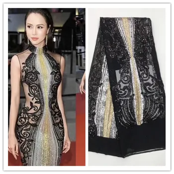 

hot sale nigerian french lace fabric J-9899 with sequins special african Net Tulle for nice dress