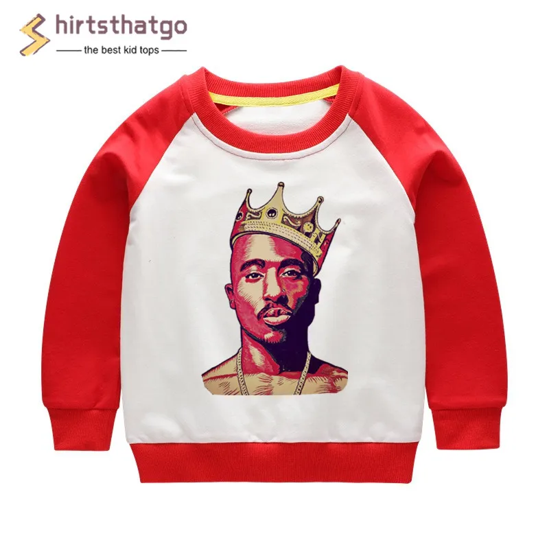 2pac/забавные толстовки с капюшоном в стиле хип-хоп для мальчиков и девочек; толстовки; детская осенне-зимняя одежда для малышей; детский пуловер; топы; подарок в виде черной пятницы - Цвет: T127J-red