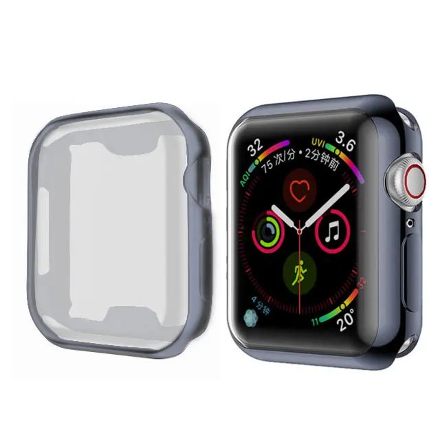 space gray Чехол для часов Apple Watch band series 5 4 40 мм 44 мм чехол 3 2 1 42 мм 38 м тонкий все включено PU Чехол протектор для iWatch 4 - Цвет: space gray