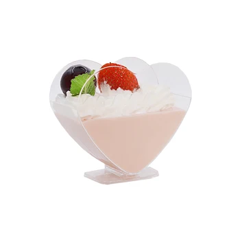 

50pcs Valentine's Day party favors desserts decoration cup love couple small cake cup heart shape Tiramisu mousse plastic cups