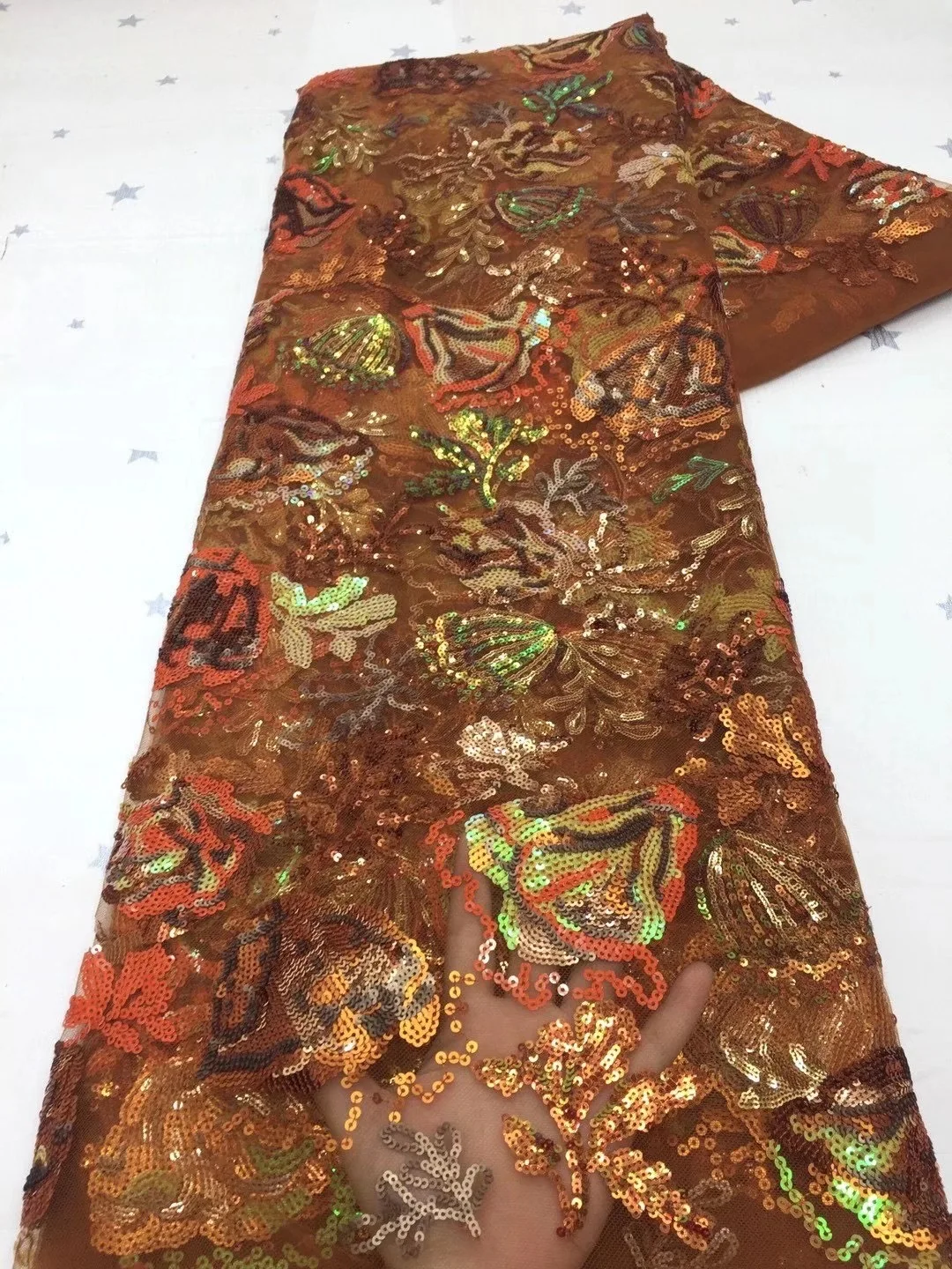 

African Lace Fabric 2021 High Quality French Mesh Lace Fabric And Sequined Nigeria Lace Fabric Wedding Dress D4557