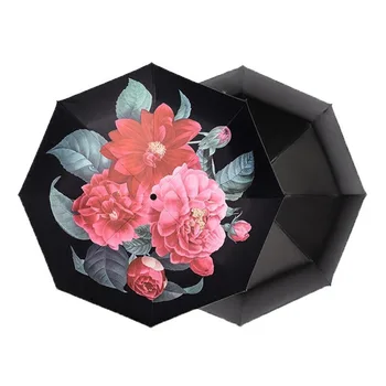 

Anti-UV Double Coating Umbrella Women Durable Three Folding Ultralight Sun Umbrellas Unique Parasol Female RainTools Windproof
