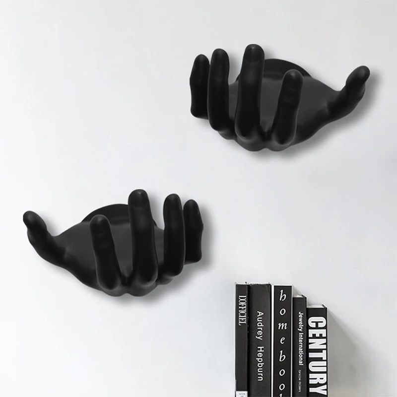 1 Pair Wallmounted Simulation Hands Statue 3d Decorativer Resin Hand