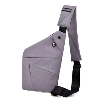 

Multi Pocket Chest Bag For Male Messenger Bag Men Anti-Theft Sling Men Bag Chest Pack Unisex With Headset Interface Gray