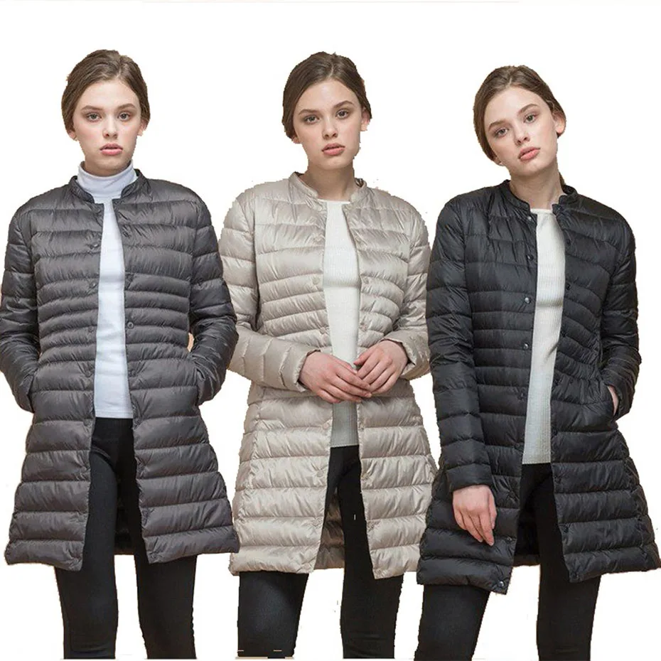 

ZOGAA new Woman Spring Padded Warm Coat Ultra Light Duck Down Jacket Long Overcoat Slim Solid Jackets Portable Parkas jacket