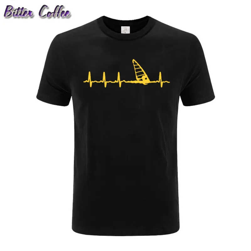 Модная летняя новая Мужская хлопковая футболка Windsurfing Heartbeat T Stylisches Футболка с принтом - Цвет: 20