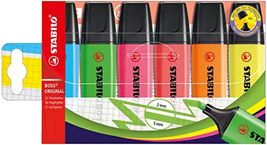 Text marker - STABILO BOSS ORIGINAL - 10er Pack- with ten different colors  Highlighting pen