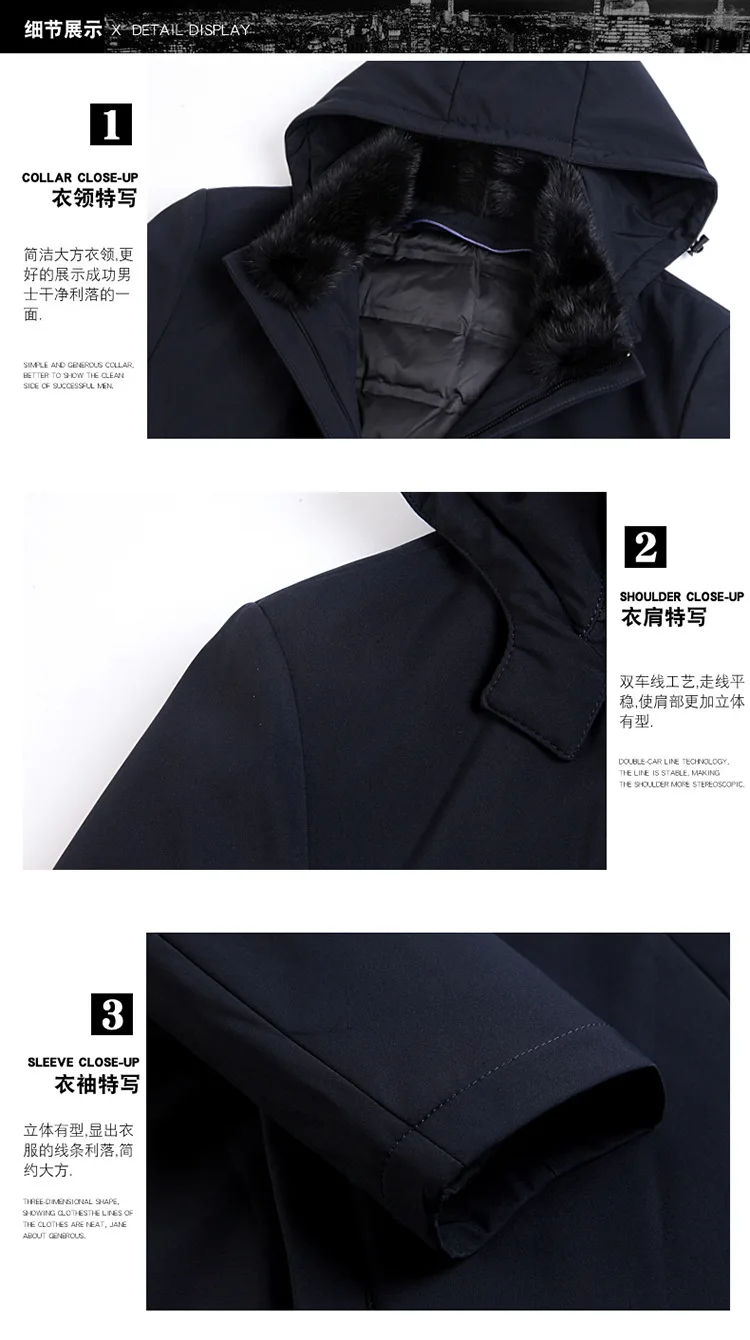 Brand MEN'S down Jacket Shoppe New Style Winter Coat Middle-aged Loose-Fit Daddy Clothes Mink Fur Collar Warm Men'S Wear
