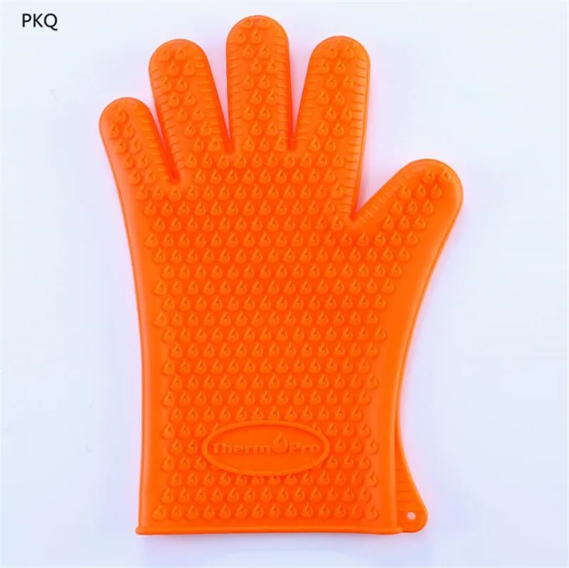 Orange 1 шт. 27,5*19,5 см очень толстая Профессиональная кухонная рукавица и прихват для микроволновой печи Нескользящая Перчатка Силиконовая прихватка Прихватки для кухонной духовки - Color: Orange