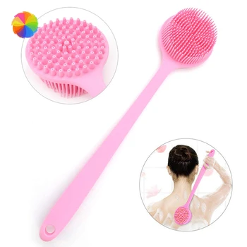 

1Pcs Silicone Bath Brush Soft Bristles Strong Cleaning Scrubber Long Handle Bath Brush Body Brush
