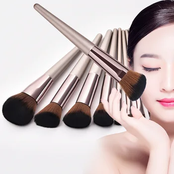 

9pcs Wood Handle Powder Travel With Bag Cosmetic Tools Foundation Blush Makeup Brush Set Portable Nylon Bristles Multifunctional