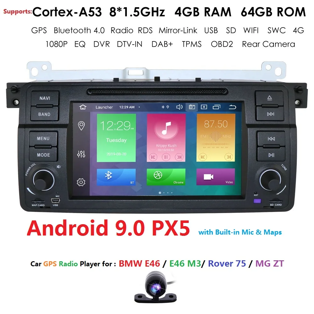  Car Multimedia player Android 9.0 GPS Autoradio 1 Din Stereo System For BMW/E46/M3/Rover/3 Series R