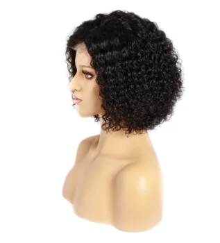 

Afro Kinky Curly Wig Human Hair Short Bob Lace Closure Wig 150% Mongolian Remy Human Hair 4x4 Closure Wig For Black Women