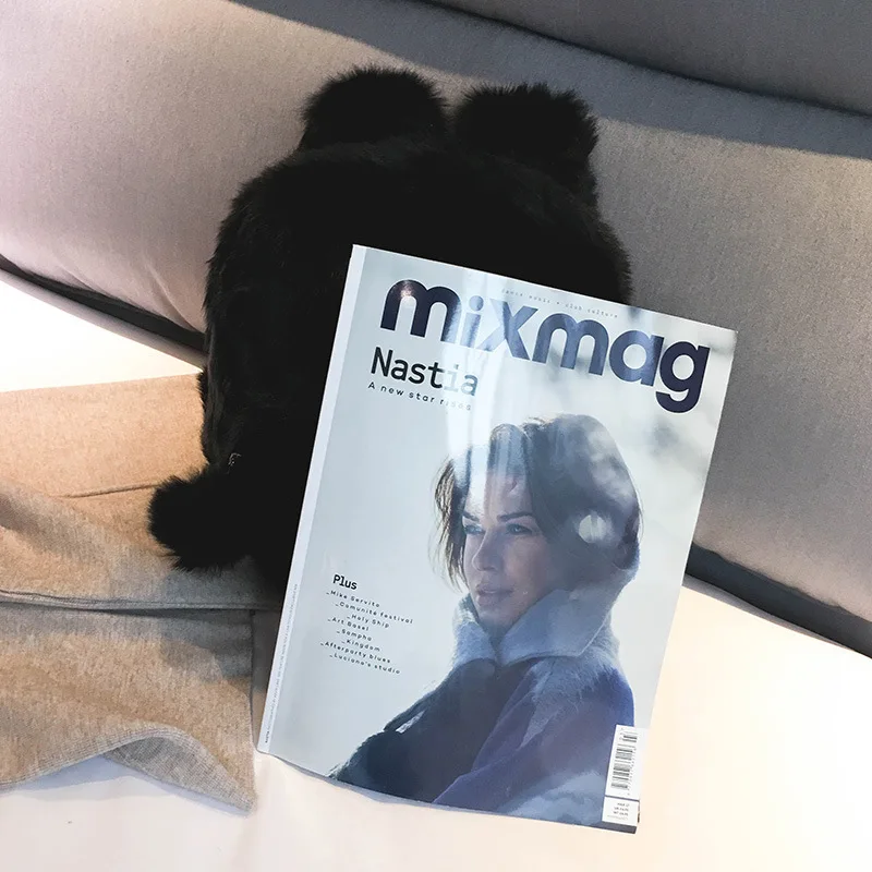 

2019 New Style Winter Furry Backpack Bow Ear-Style School Bag WOMEN'S Bag