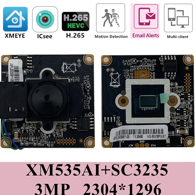 XM535AI + SC3235 3MP 3 7 мм H.265 HD IP Камера зарядная Модульная плата 2304*1296 IRC ONVIF CMS XMEYE P2P RTSP
