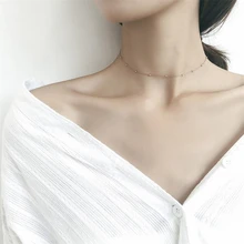 Модное серебристое ожерелье-чокер из стерлингового серебра 925 пробы для женщин Свадебные украшения для невесты очаровательное золотое ожерелье на шею женские аксессуары для леди