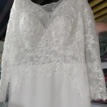 Кружевные свадебные платья цвета слоновой кости с длинными рукавами Элегантные аппликации Тюль Свадебные платья, платья невесты Пол Длина корсет Назад формальный