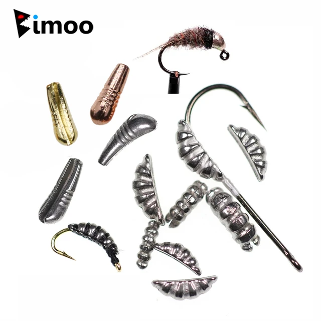 Bimoo 50PCS Weighted Tungsten Nymph Body Jigs Hook Back Bead Fast Sinking  Fly Tying Material Ice