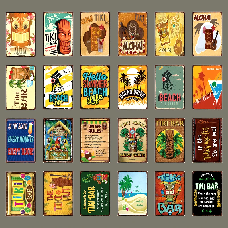 [WellCraft] TiKi Bar Hello Summer Camp The Beach Life металлические плакаты художественная винтажная