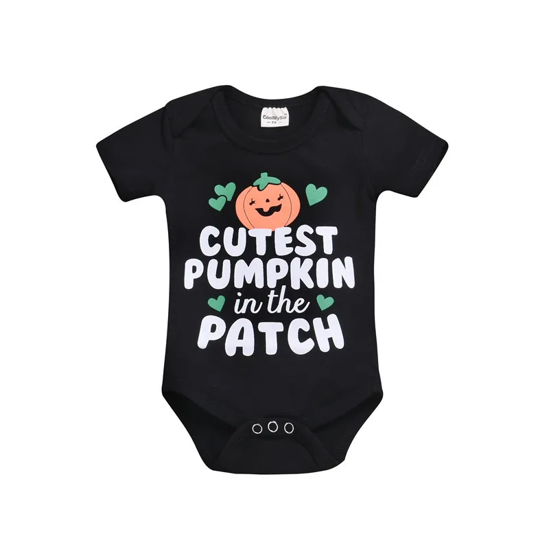 Newborn Baby Boy Girl Romper Jumpsuit Halloween Pumpkin Short Sleeve Clothes Outfit Costume 0-18 Months Clothings Sunsuits New