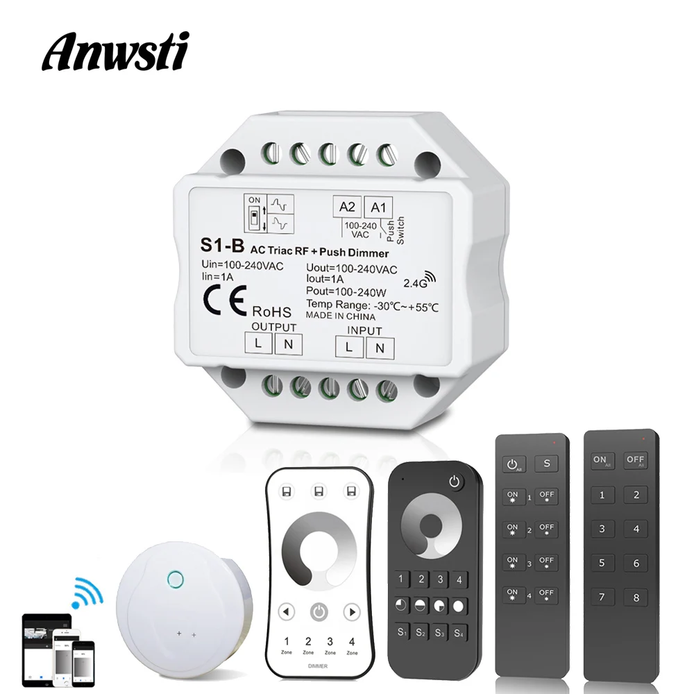 Wireless 1/2/3/4-Way Smart Lamp Switch Remote Control Wall Mounted 220V White