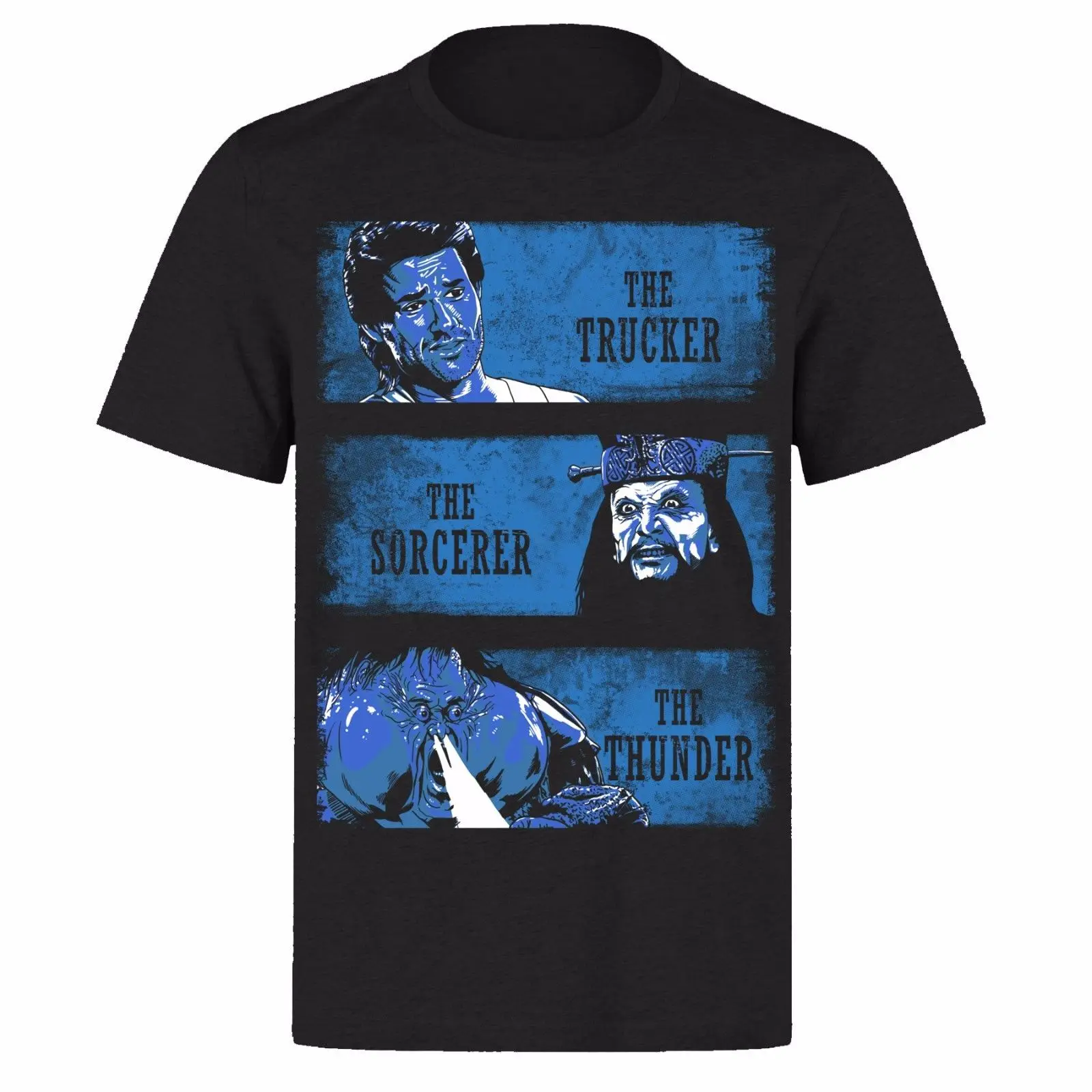 

BIG TROUBLE IN LITTLE CHINA BLUE MOTIF JACK BURTON UNISEX BLACK PH36 T-SHIRT T Shirt Cotton Men Short Sleeve Tee Shirts