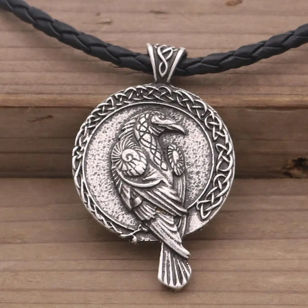 Odin Raven Talisman Amulet колье с кулоном в стиле викингов Wicca Bird Goth Jewelry Runes Neckless Wiccan