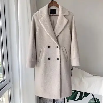 

Women Sweater 2019 Autumn and Winter New Houndstooth Double-row Button Lapel Coat Jacket