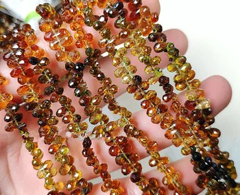 

Tourmaline drop faceted AAA multicolor 3.5-4.5mm 20cm for DIY jewelry making loose beads FPPJ wholesale beads nature gem stone