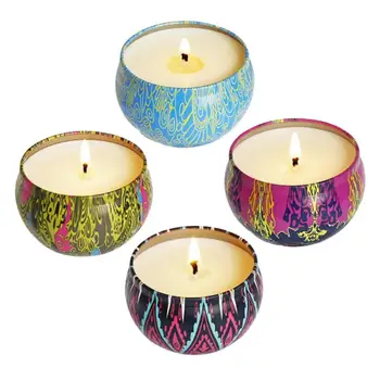 

4pcs Delicate Scented Soy Candle Colorful Desktop Unique Design Scented Candle Household Cylindrical Shape Aromatherapy Candle