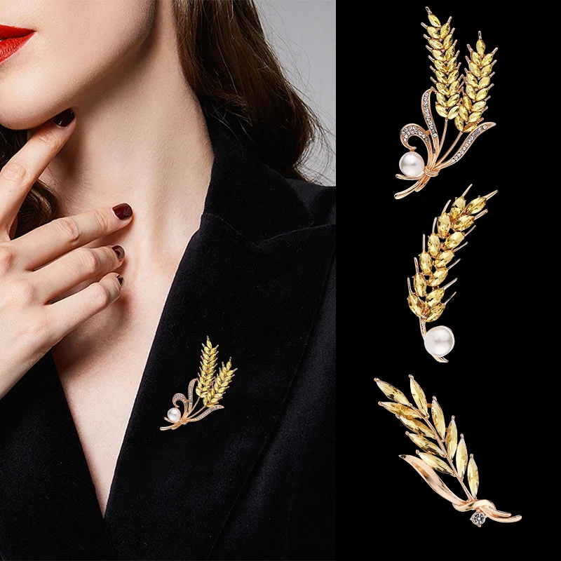 Tiowios 2022 Real Gold Electroplated Pearl Zircon Wheat Ear Brooch High-end  Pin Versatile Clothing Party Jewelry Gift For Women - Brooches - AliExpress