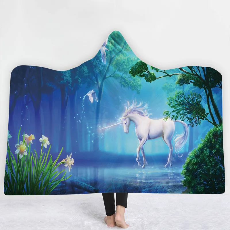 

Dream Unicorn Plush cap blanket Adult children can wear superfine fiber cap blanket while watching TV, reading and keeping warm