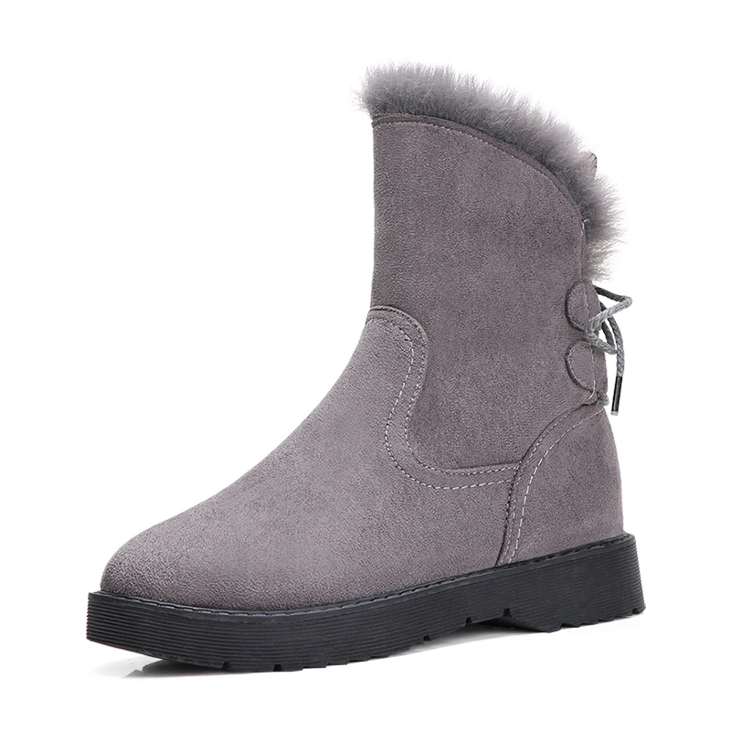 STQ/женские зимние плюшевые ботинки; теплые женские ботильоны; кроссовки; женская обувь на меху без застежки; женские зимние ботинки; K8 - Цвет: K8 Grey