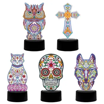 

New lamp DIY LED Diamond Painting Night Light Cartoon Animals Special Shape Diam 23GB