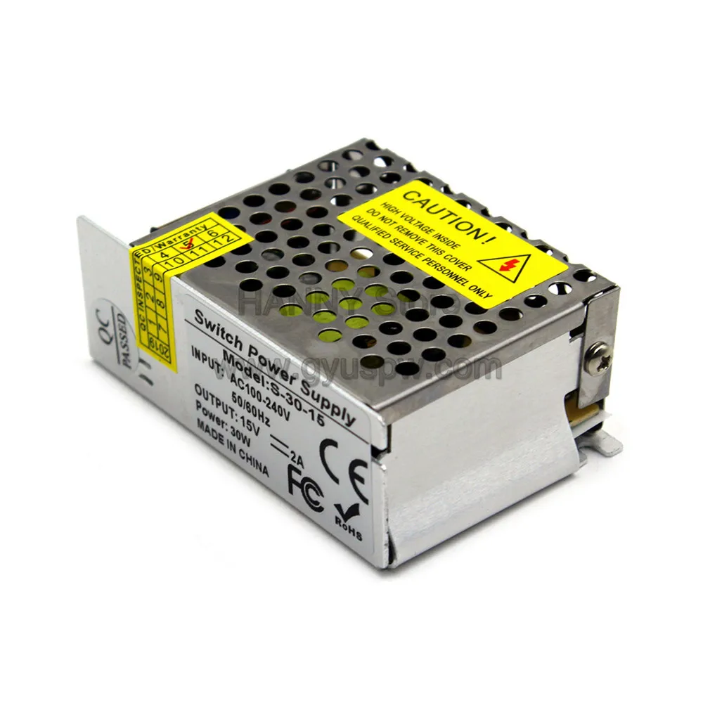 Универсальный импульсный источник питания DC 15V 30W трансформатор драйвера 110V 220V AC DC15V SMPS поставщик фабрики для светодиодный рекламный светильник