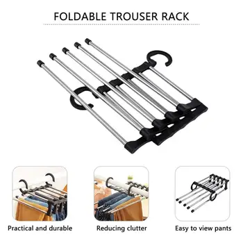 

2020 New 1pc Portable Hand-Held Folding Hangers Organizer Pants Ties Scarf Shawl Rack Hanger Space Saving Foldable Pants Rack