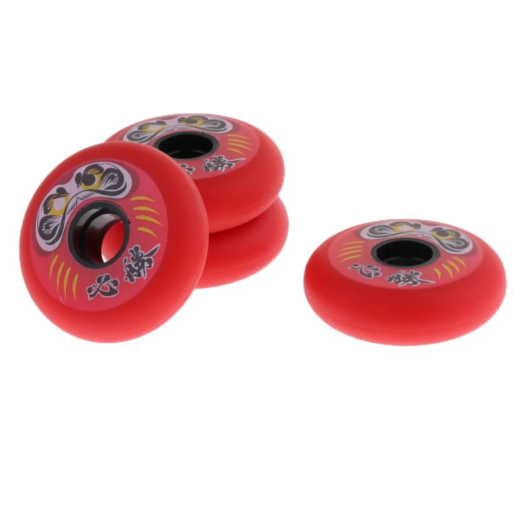 4Pcs Premium PU Inline Roller Hockey Fitness Printing Skate Wheels 85A High Elasticity Replacement Accessories 72/76/80mm