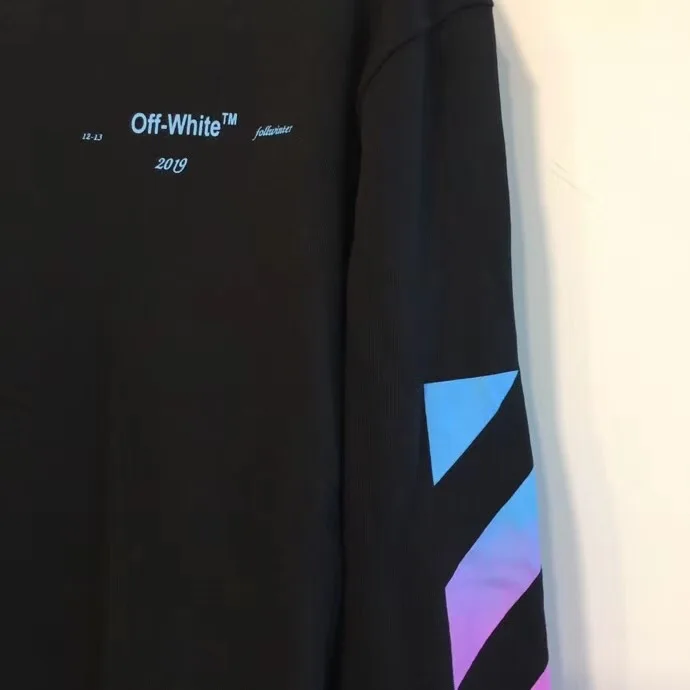 OFF-WHITE OW 19SS градиентная стрелка с круглым вырезом махровое кольцо пара свободная толстовка с круглым вырезом куртка