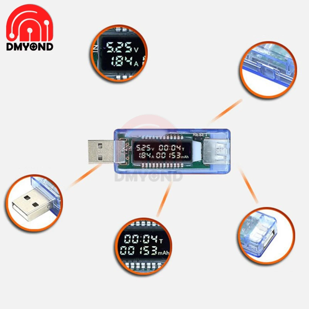 USB ЖК дисплей тестер текущего напряжения ёмкости фотометра батареи Вольтметр